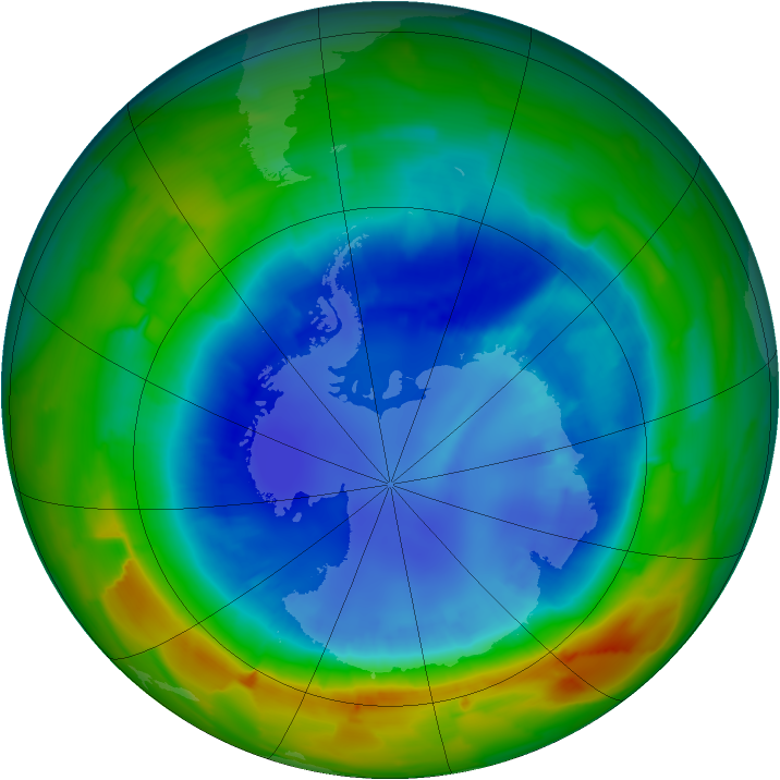 Antarctic ozone map for 29 August 2012